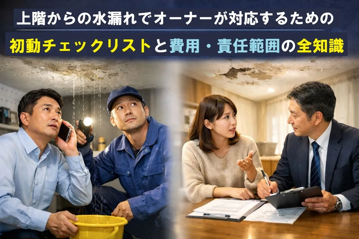 上階からの水漏れでオーナーが対応するための初動チェックリストと費用・責任範囲の全知識